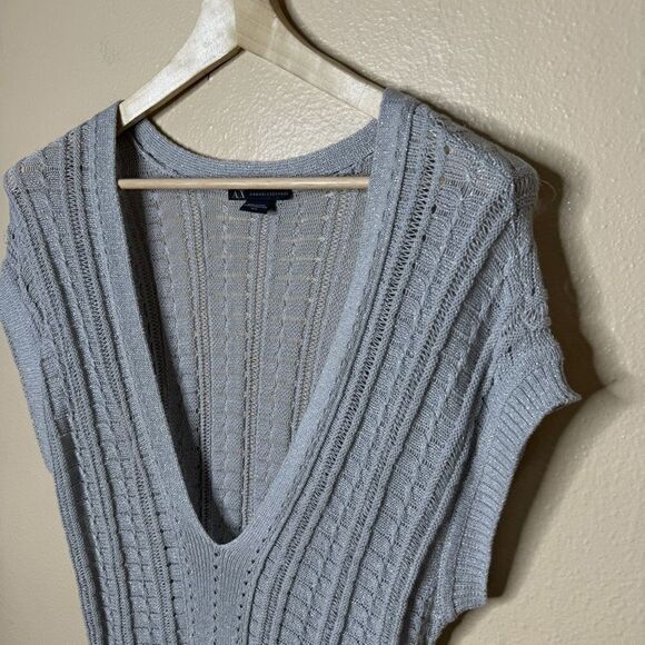 Armani Exchange Sweater Vest Women's Medium Gray V-neck Knitted Stretchy - Picture 4 of 10